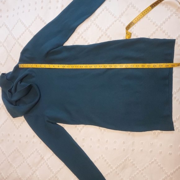 FCUK Long Sleeve Cowl Neckline Mini Sweater Dress in Green - Picture 9 of 12